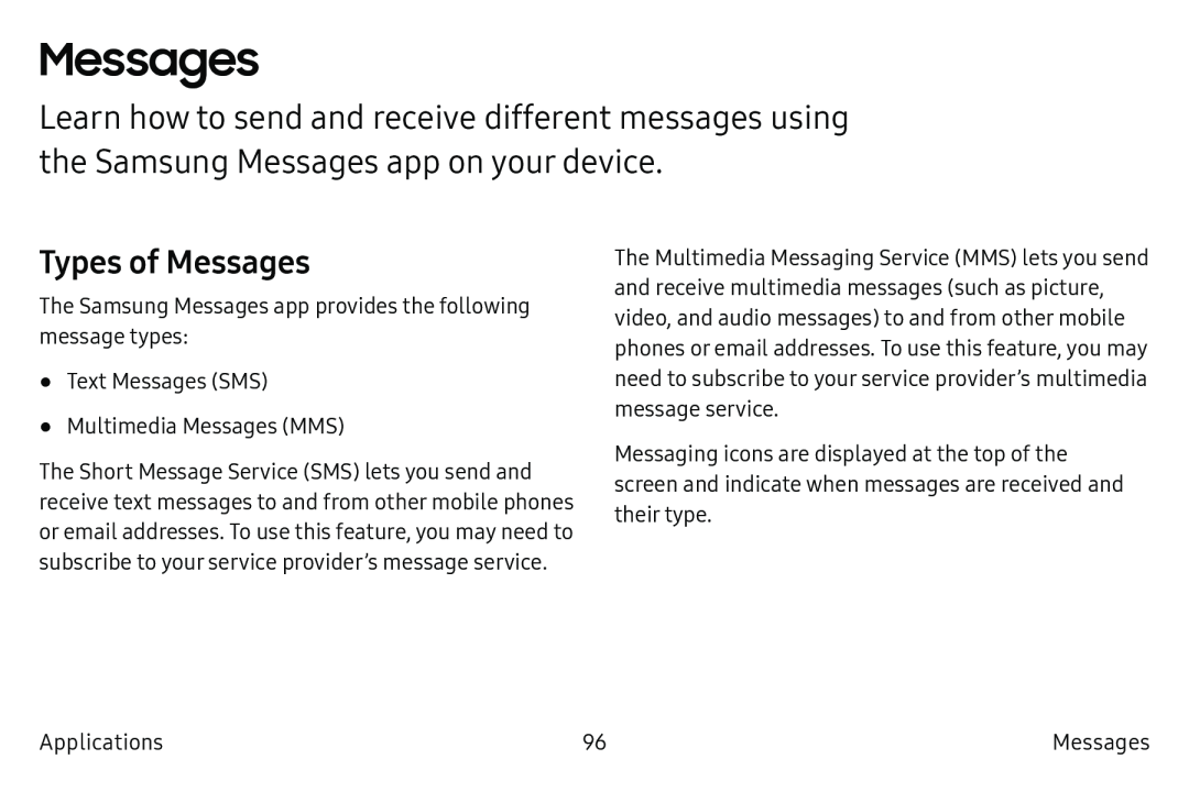 Types of Messages Galaxy S6 T-Mobile