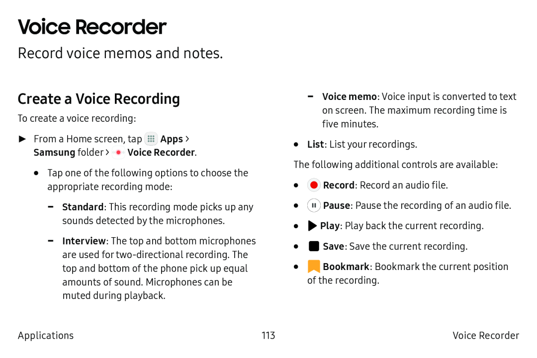 Record voice memos and notes Galaxy S6 Unlocked