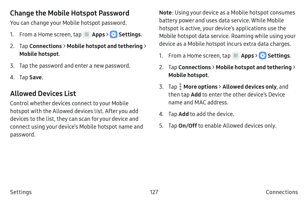 Change the Mobile Hotspot Password Allowed Devices List