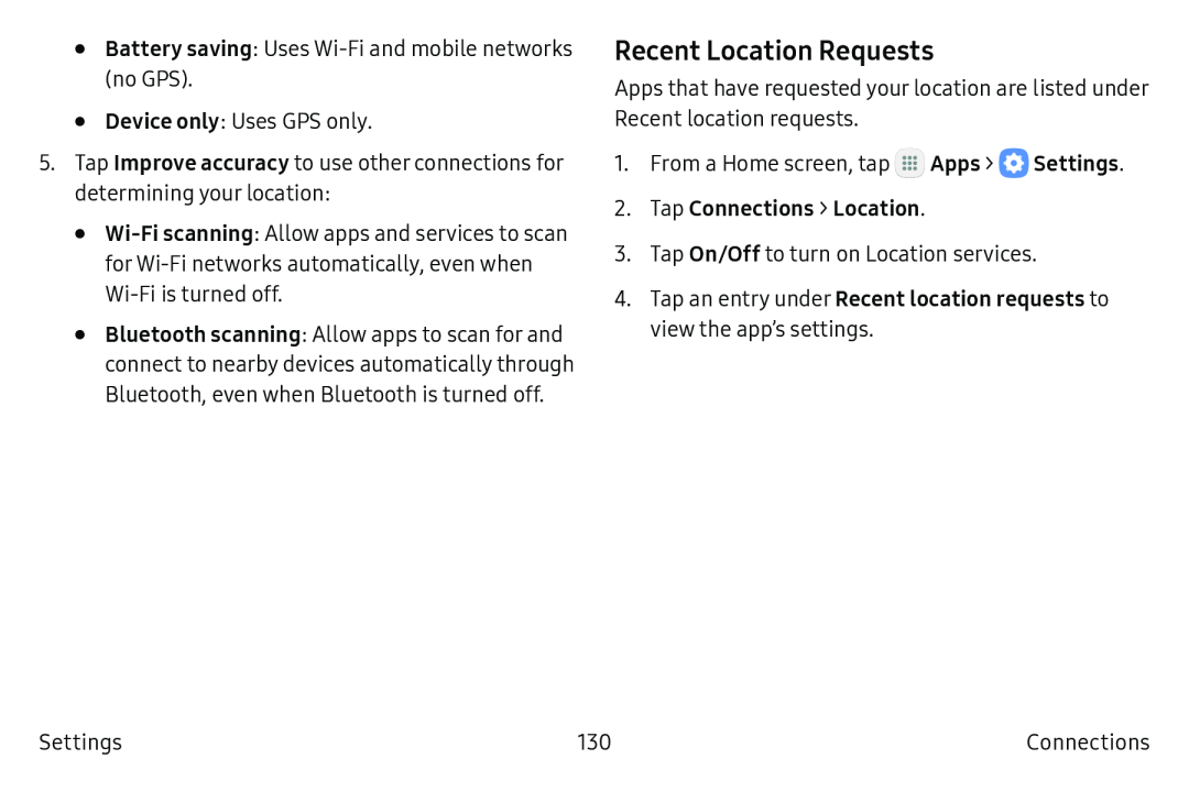 Recent Location Requests Galaxy S6 T-Mobile