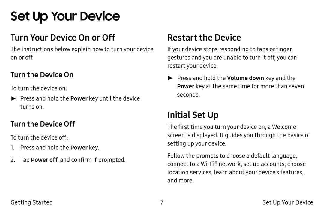 Turn the Device On Turn the Device Off