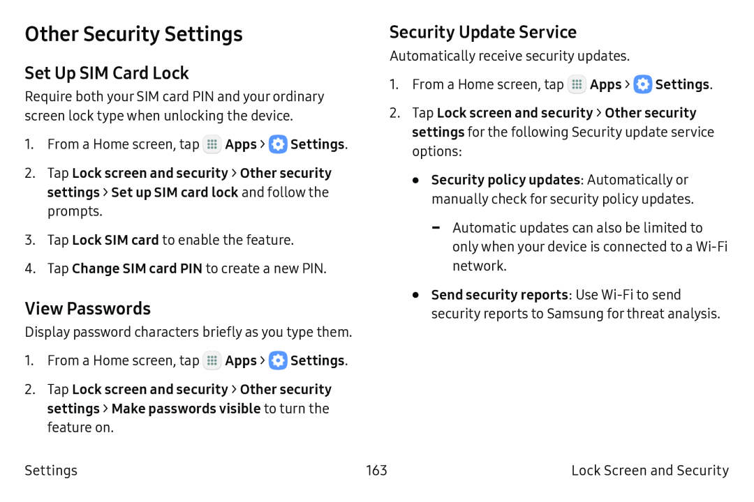 Set Up SIM Card Lock View Passwords