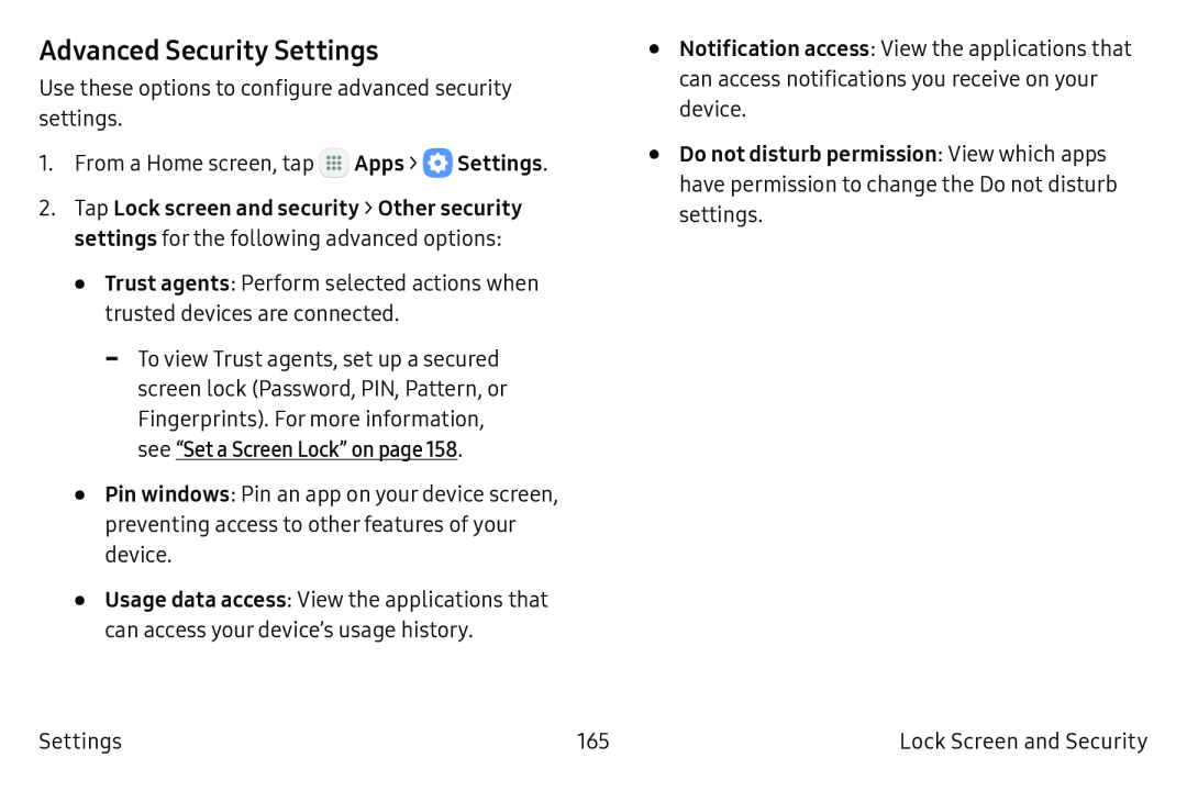 Advanced Security Settings Galaxy S6 Unlocked