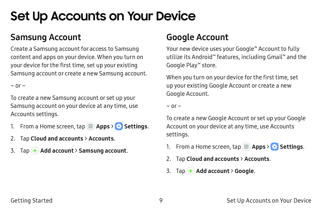 Set Up Accounts on Your Device Galaxy S6 Unlocked