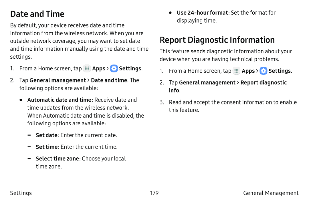 Date and Time Report Diagnostic Information