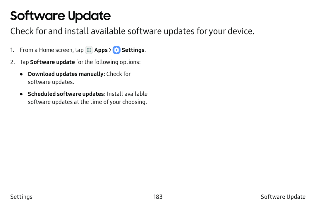 Check for and install available software updates for your device Software Update