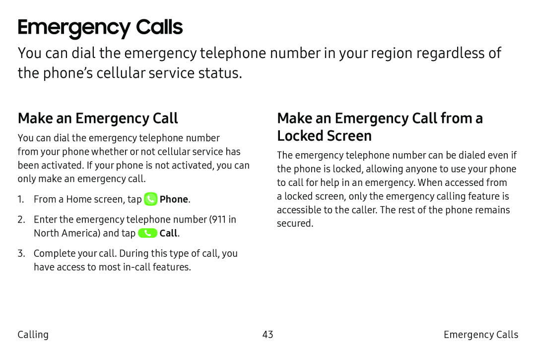 Make an Emergency Call Make an Emergency Call from a Locked Screen