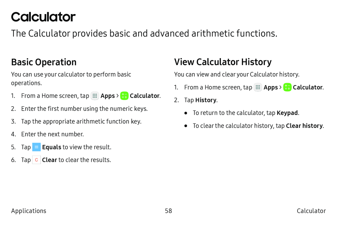 The Calculator provides basic and advanced arithmetic functions Galaxy S6 T-Mobile