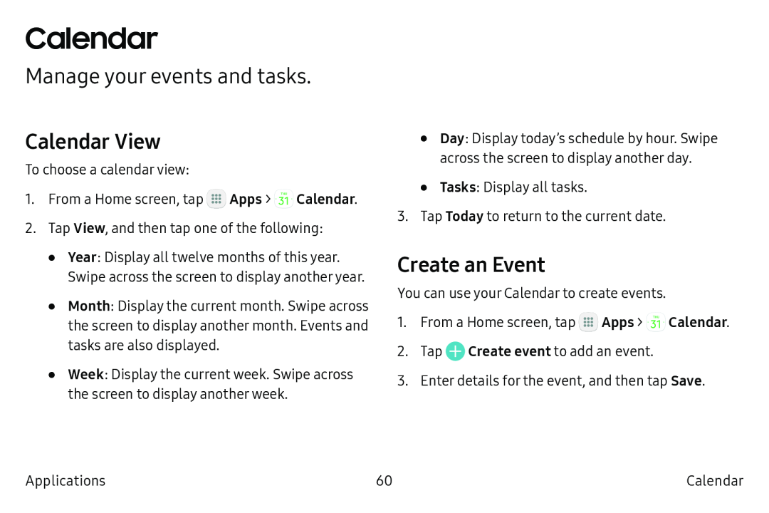 Manage your events and tasks Galaxy S6 T-Mobile