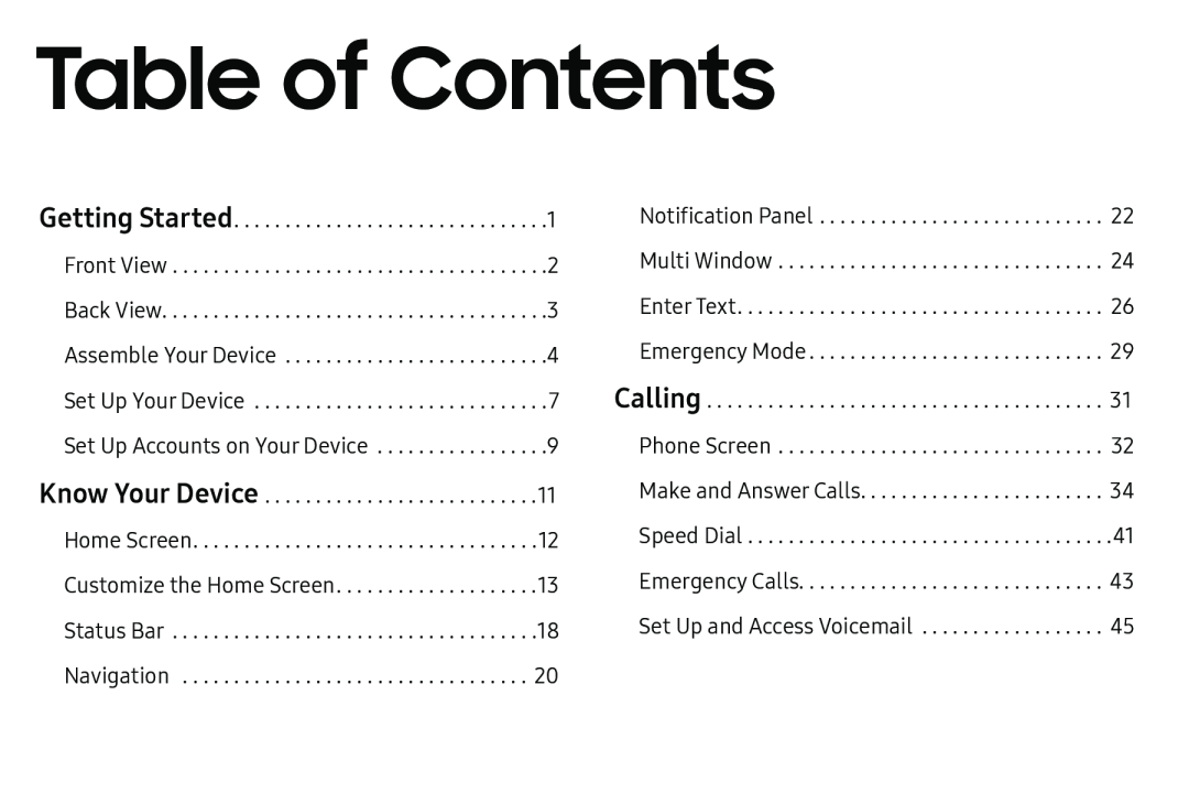 Table of Contents Galaxy S6 T-Mobile