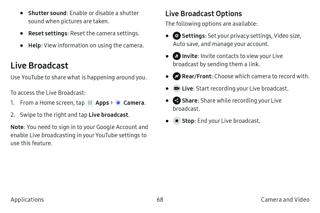 Live Broadcast Options Galaxy S6 T-Mobile