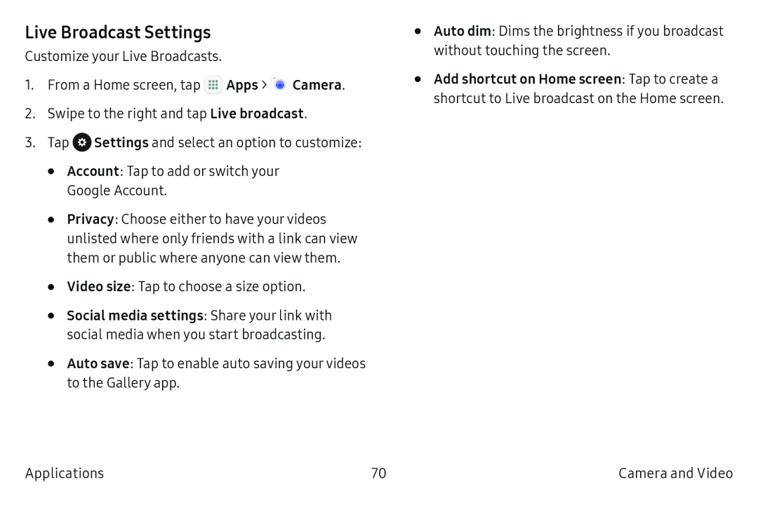 Live Broadcast Settings Galaxy S6 T-Mobile