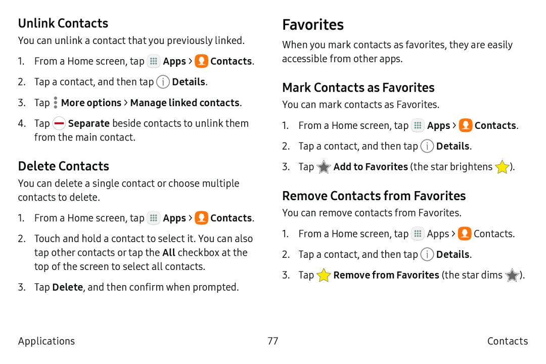 Mark Contacts as Favorites Galaxy S6 T-Mobile