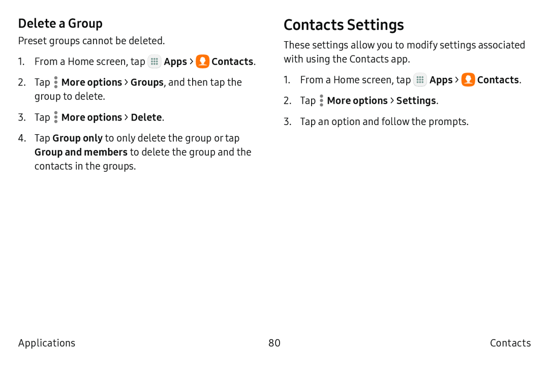 Contacts Settings Galaxy S6 T-Mobile