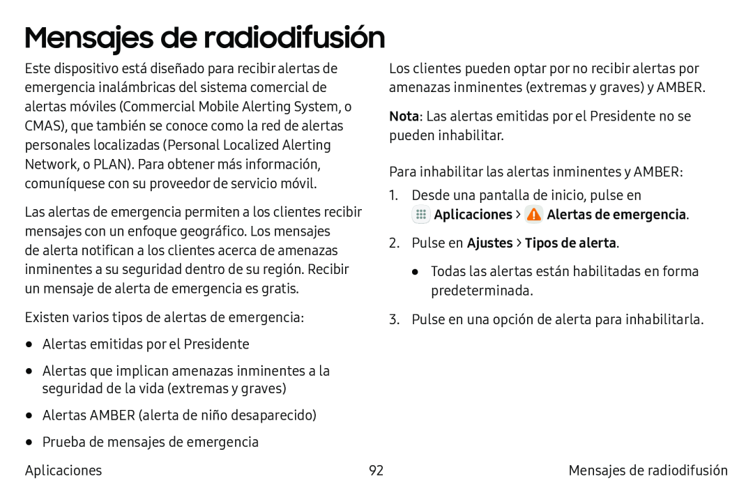 Mensajes de radiodifusión Galaxy S6 Edge Verizon