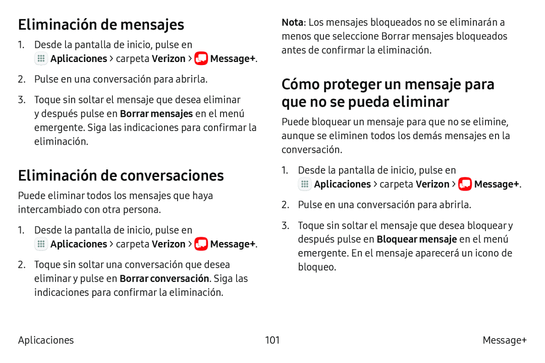 Eliminación de conversaciones Galaxy S6 Edge Verizon