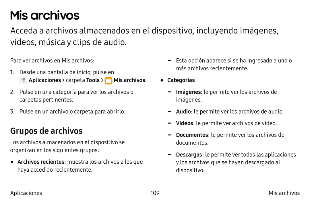 Grupos de archivos Mis archivos