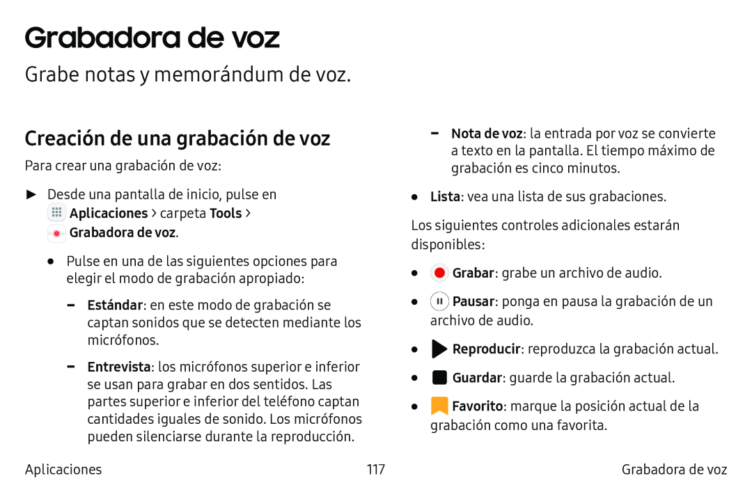 Grabe notas y memorándum de voz Creación de una grabación de voz