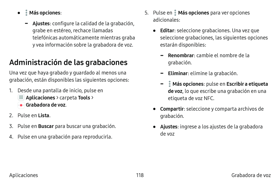 Administración de las grabaciones