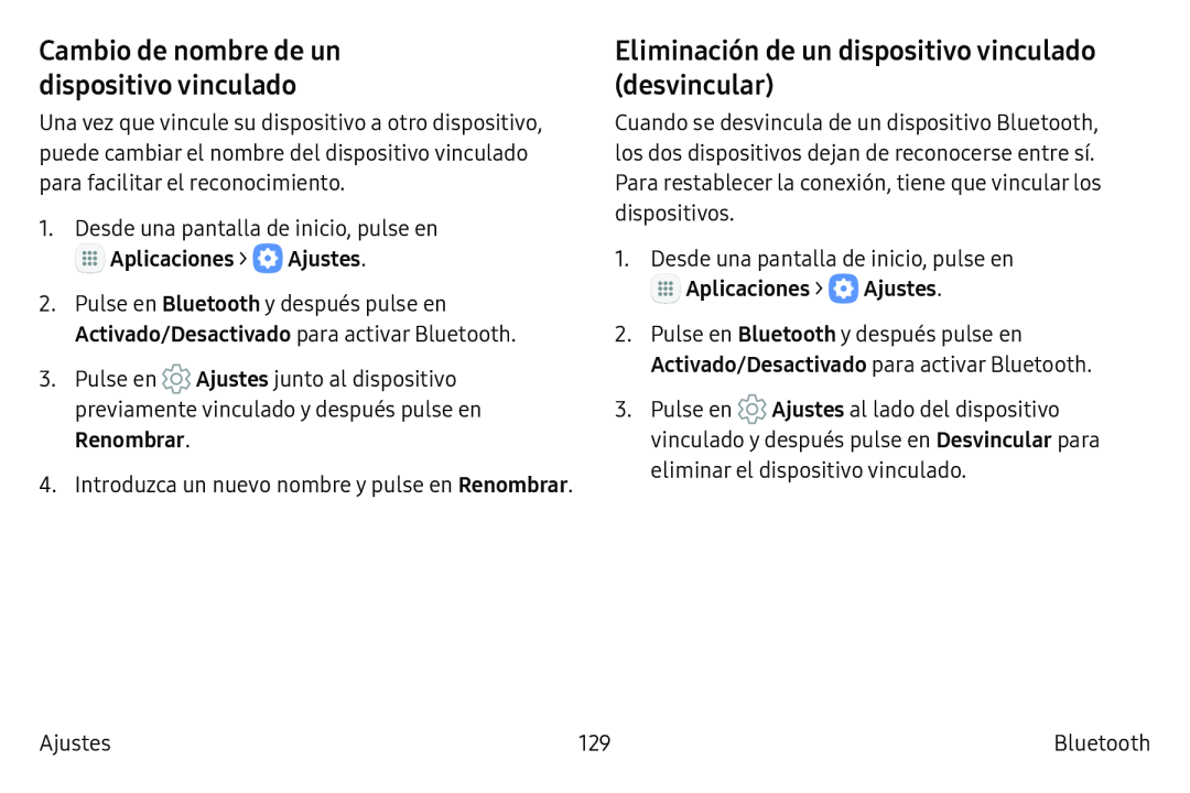 Cambio de nombre de un dispositivo vinculado Eliminación de un dispositivo vinculado (desvincular)