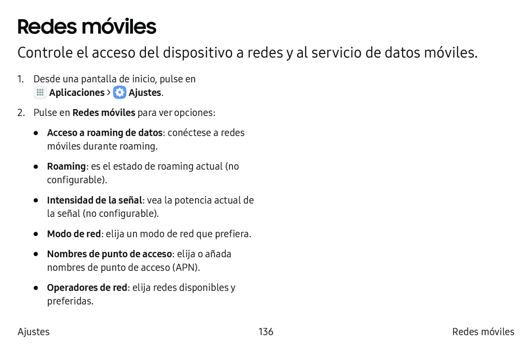 Controle el acceso del dispositivo a redes y al servicio de datos móviles Redes móviles