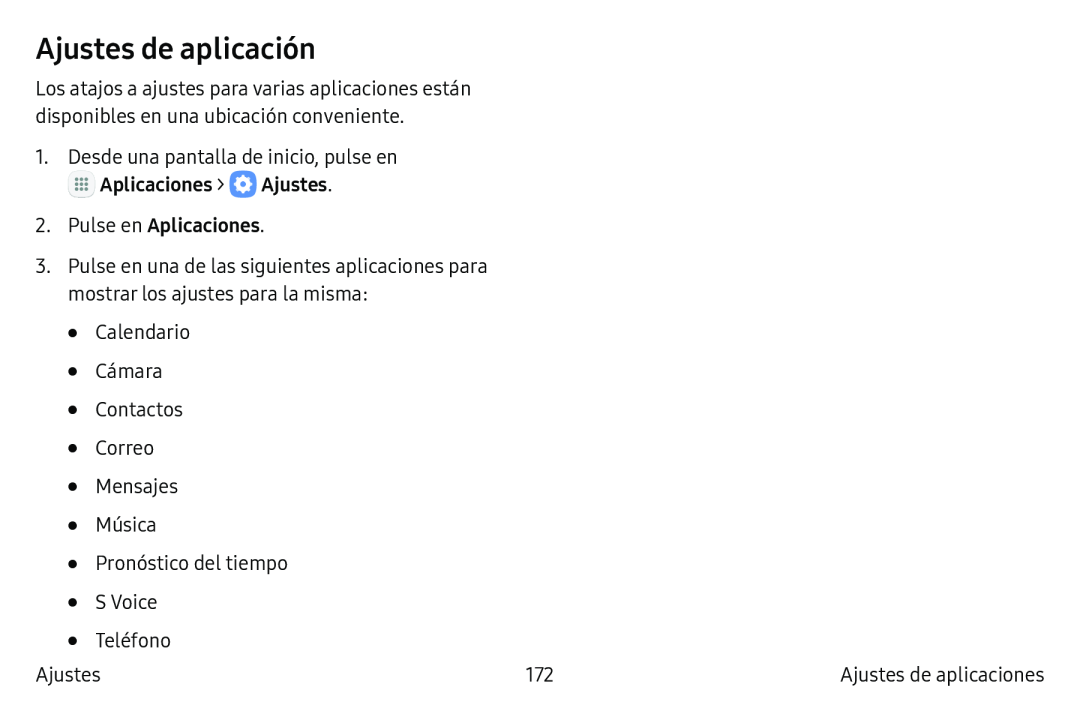 Ajustes de aplicación Galaxy S6 Edge Verizon