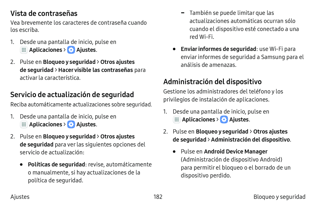 Vista de contraseñas Administración del dispositivo