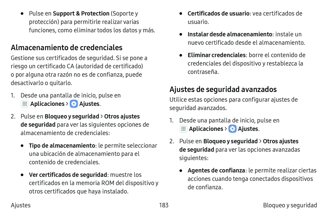 Ajustes de seguridad avanzados Galaxy S6 Edge Verizon