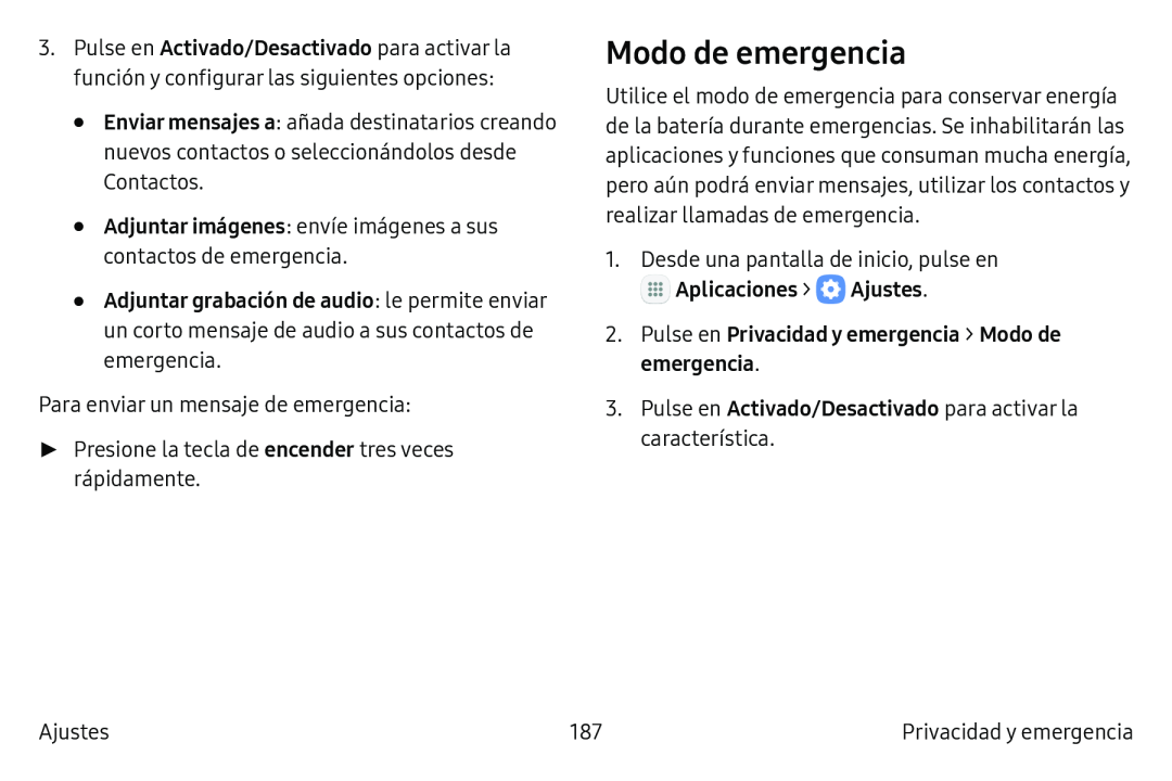 Modo de emergencia Galaxy S6 Edge Verizon