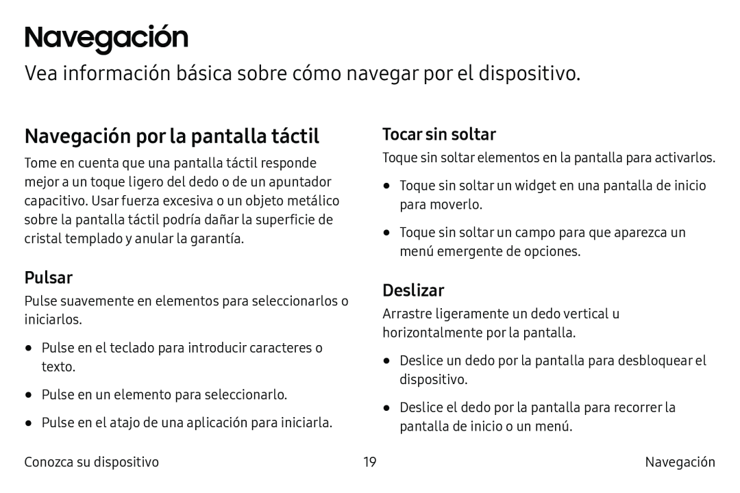 Vea información básica sobre cómo navegar por el dispositivo Galaxy S6 Edge Verizon