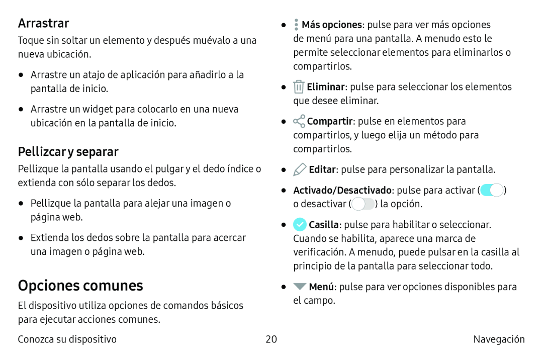 Arrastrar Pellizcar y separar