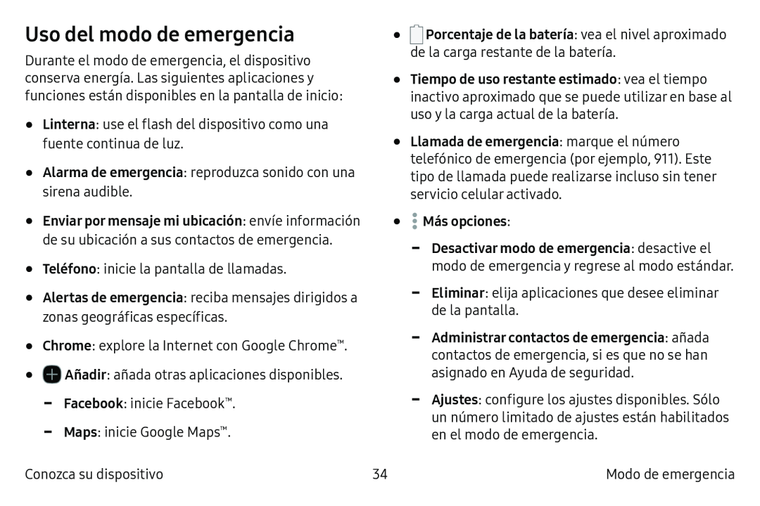 Uso del modo de emergencia Galaxy S6 Edge Verizon