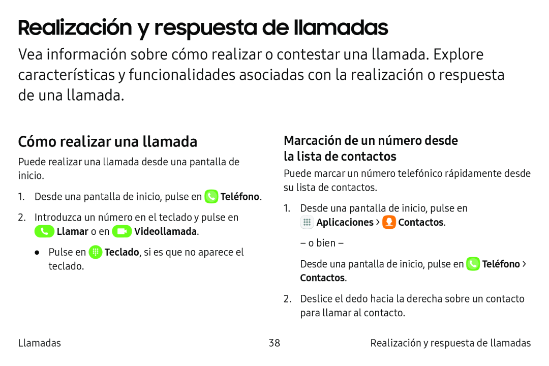 Marcación de un número desde la lista de contactos Cómo realizar una llamada