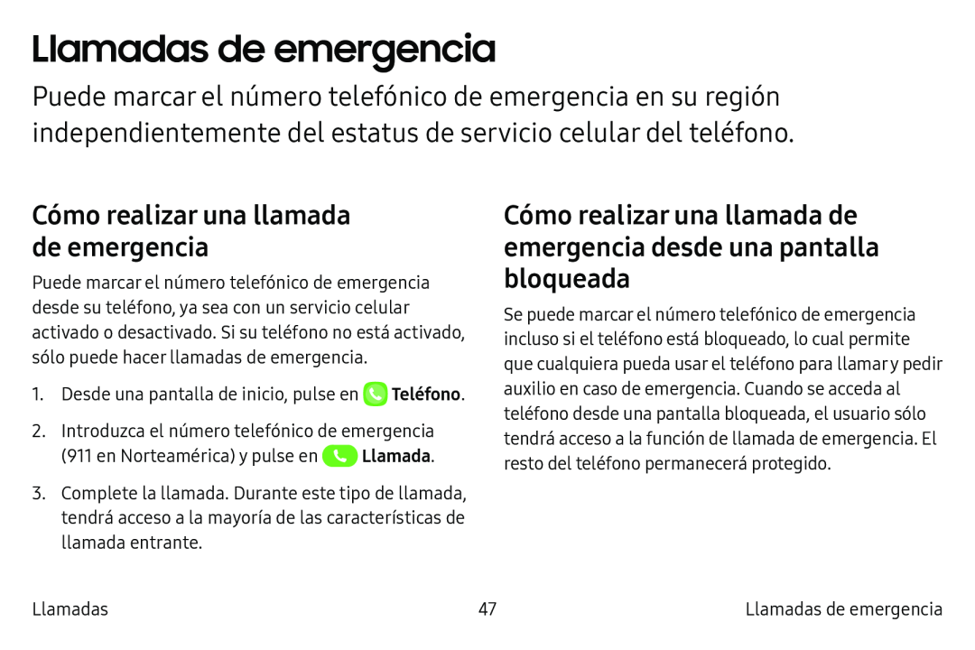 Llamadas de emergencia Galaxy S6 Edge Verizon