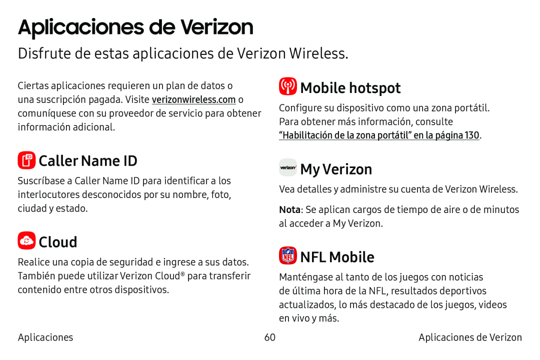 Aplicaciones de Verizon Galaxy S6 Edge Verizon