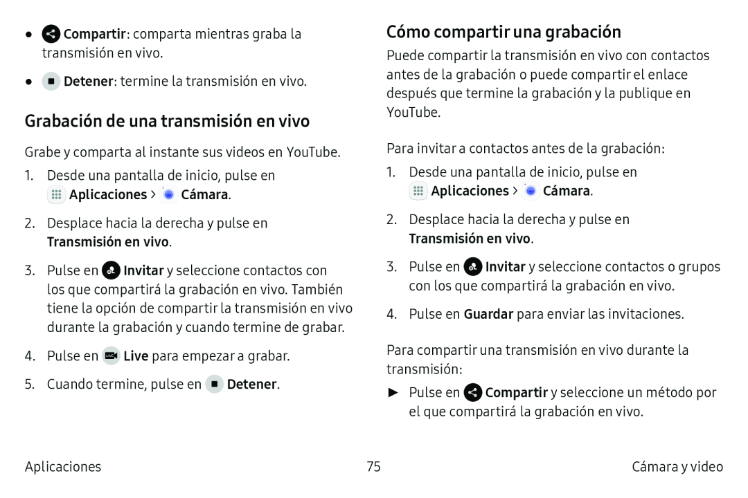 Grabación de una transmisión en vivo Cómo compartir una grabación