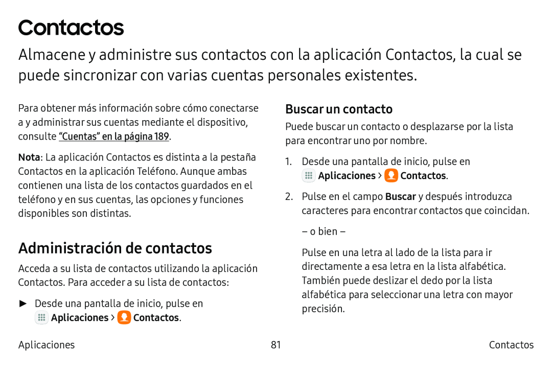 Administración de contactos Galaxy S6 Edge Verizon