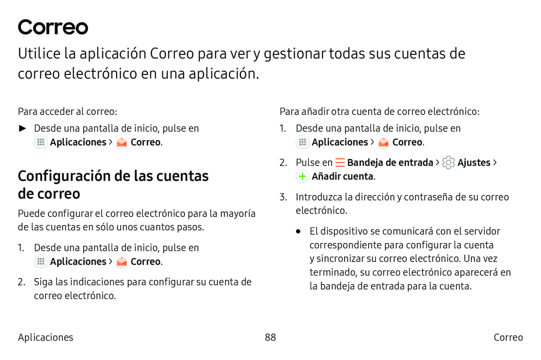 Configuración de las cuentas de correo Correo