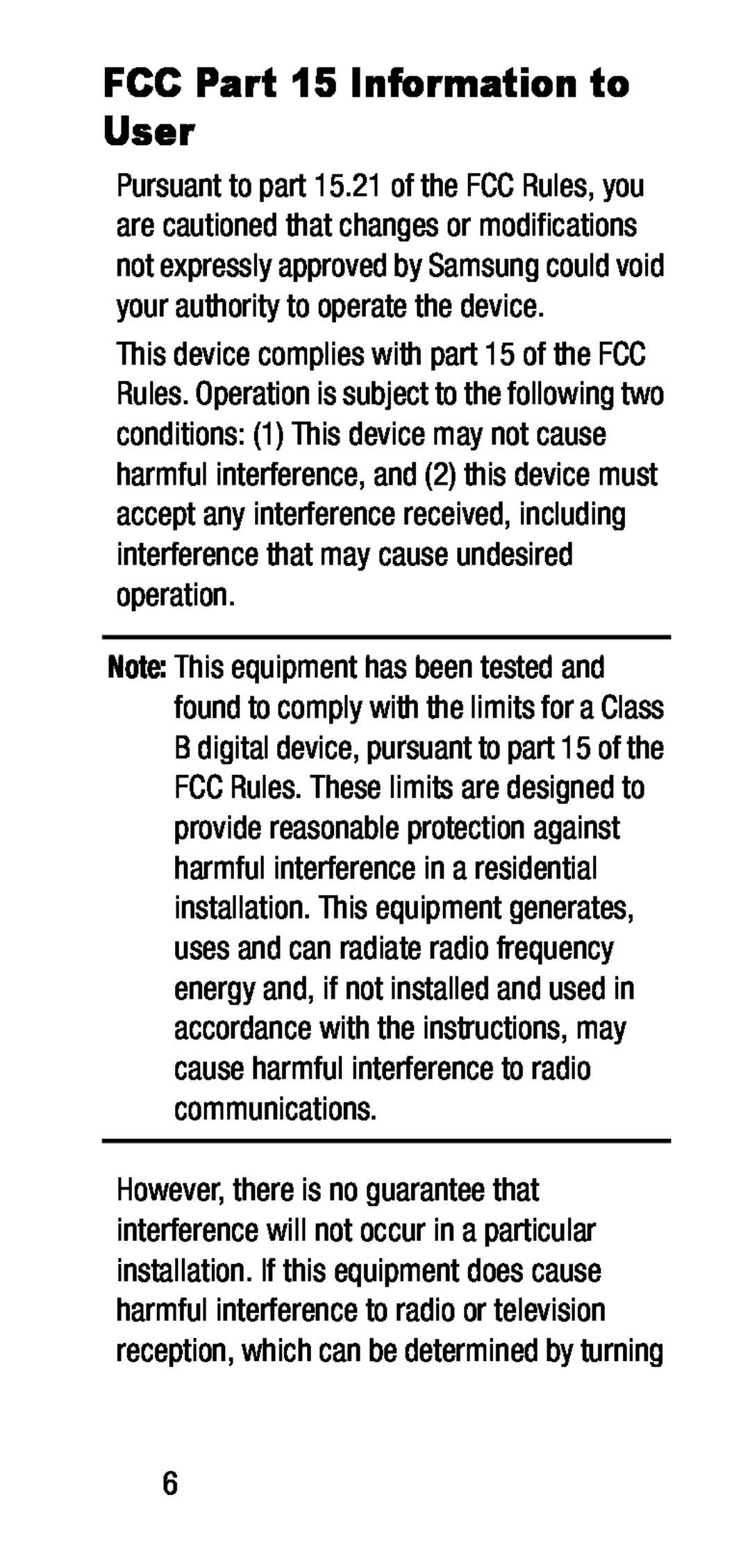 FCC Part 15 Information to User