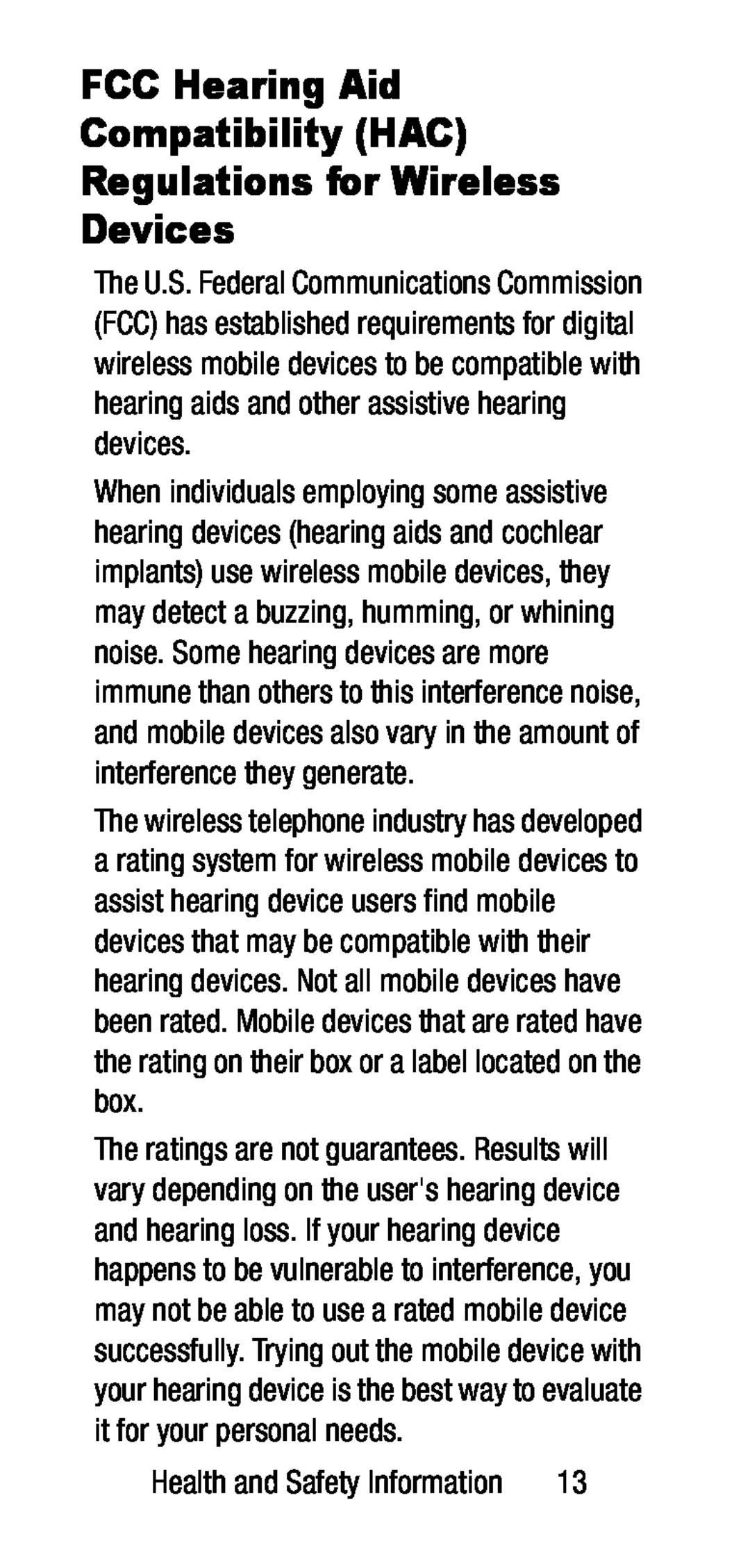 FCC Hearing Aid Compatibility (HAC) Regulations for Wireless Devices