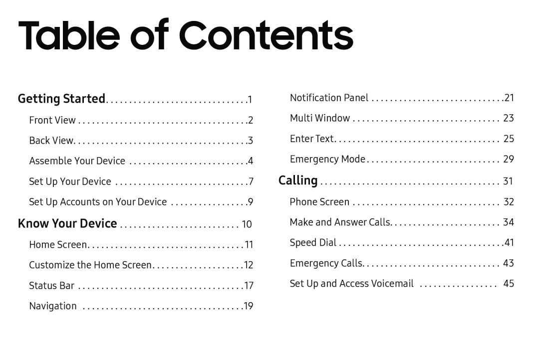 Table of Contents Galaxy S6 Active AT&T