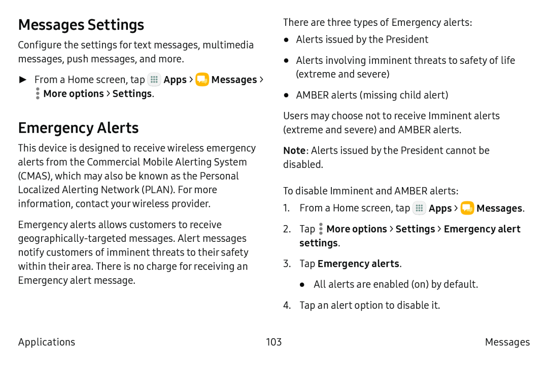 Messages Settings Galaxy S6 Active AT&T