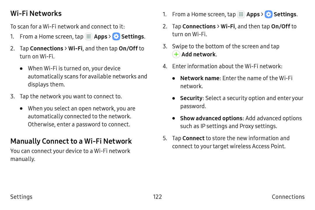 Wi-FiNetworks Manually Connect to a Wi‑Fi Network