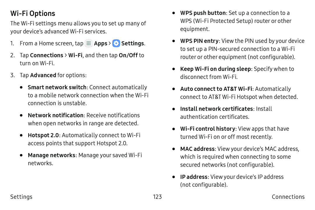 Wi-FiOptions Galaxy S6 Active AT&T