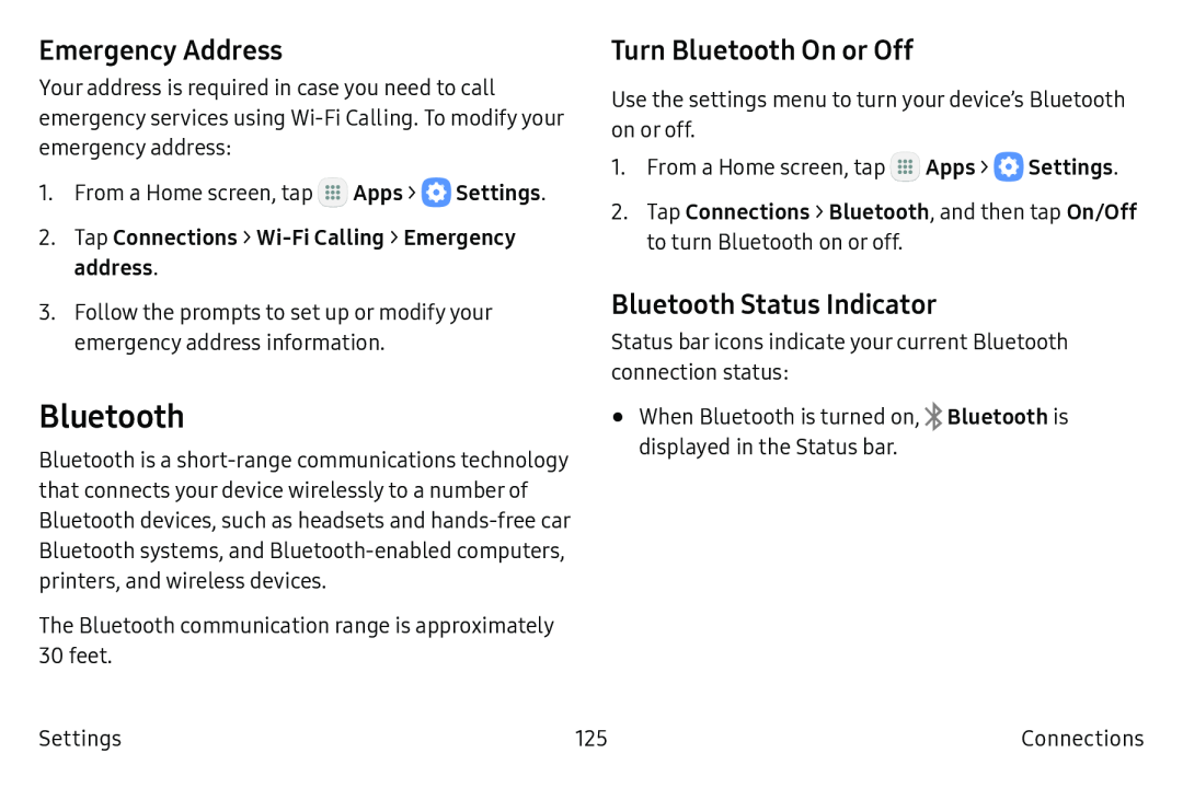 Bluetooth Status Indicator Galaxy S6 Active AT&T