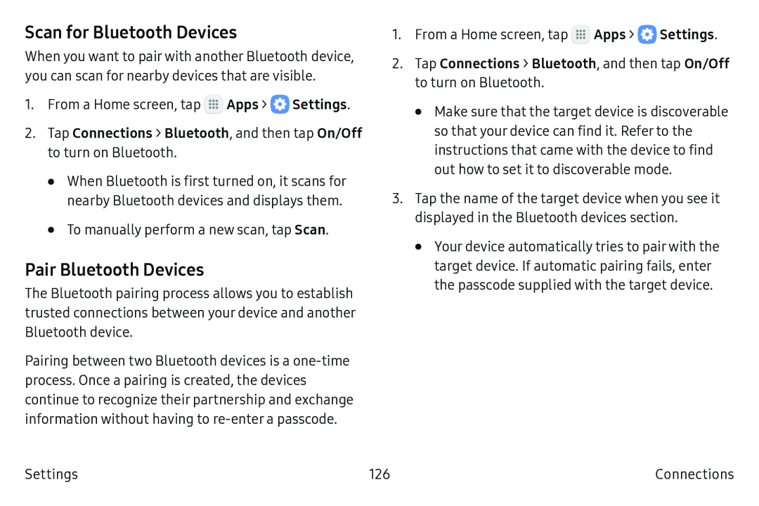 Scan for Bluetooth Devices Pair Bluetooth Devices