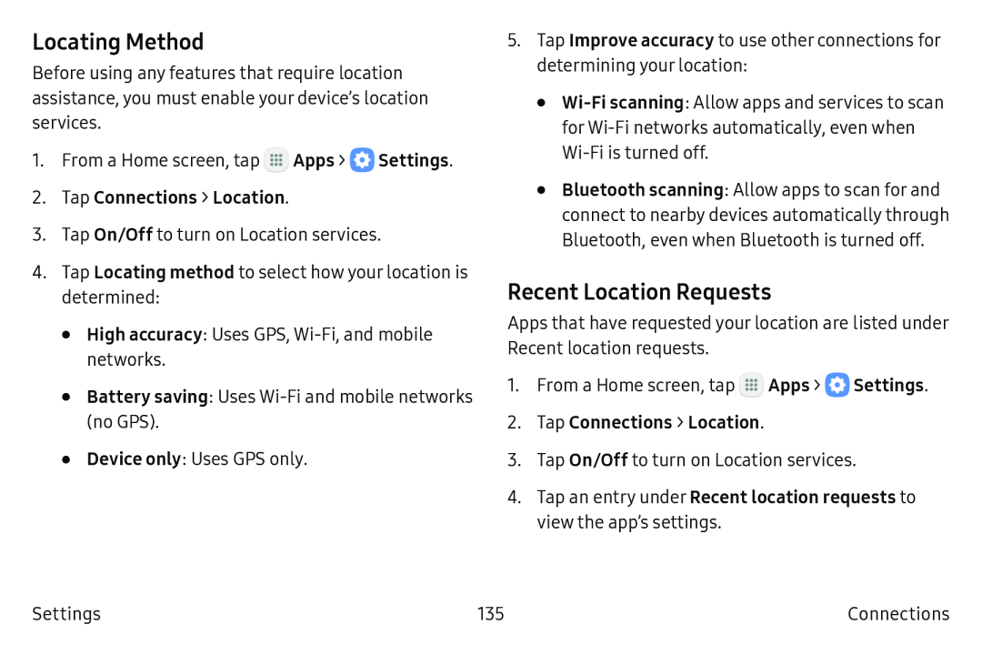 Recent Location Requests Galaxy S6 Active AT&T