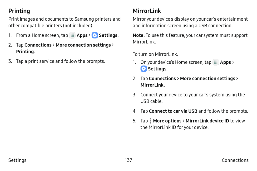 Printing MirrorLink