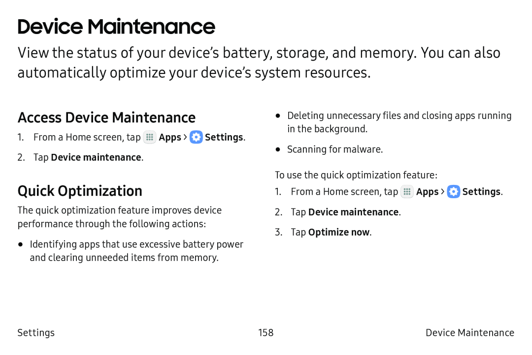 Access Device Maintenance Quick Optimization