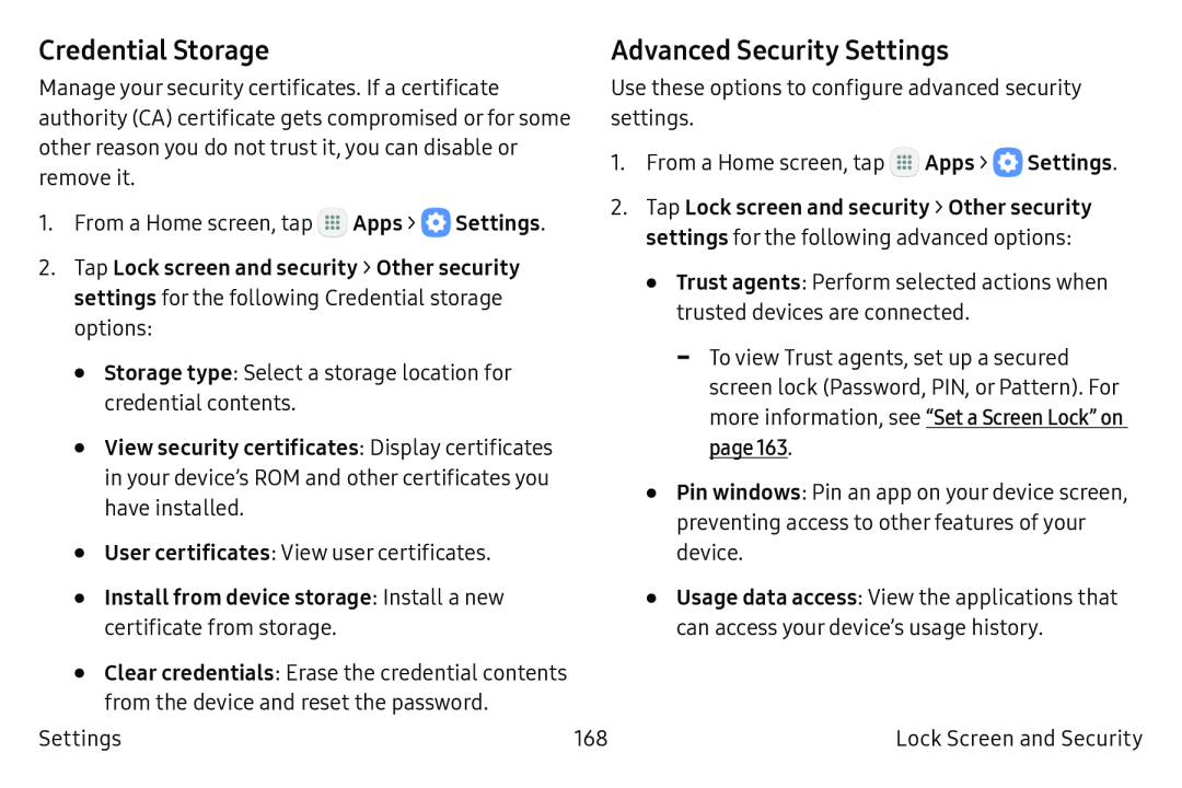 Credential Storage Galaxy S6 Active AT&T